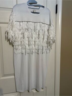 CIEN white fringe with Rhinestones dress women’s large